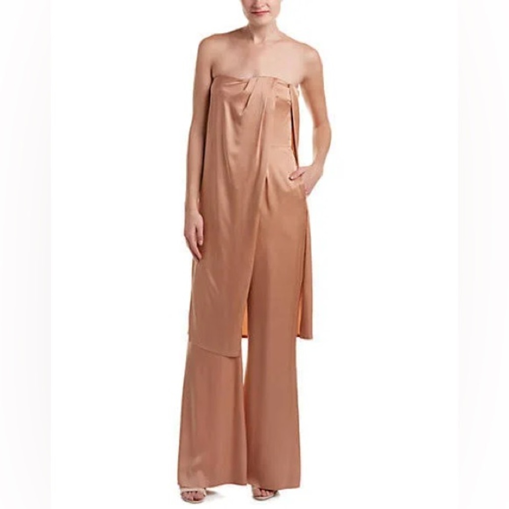 Rachel Zoe Chester Bronze Maxi Satin Jumpsuit